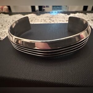 Tom Hawk Handcrafted Navajo three Channel “RAIL” Sterling Silver Cuff Bracelet.